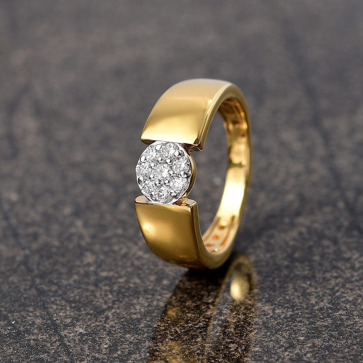 Luxuriant Diamond Lab Grown Diamond (SI-G-H) Ring in 18K Vermeil Yellow Gold Plated Sterling Silver 0.25 Ct