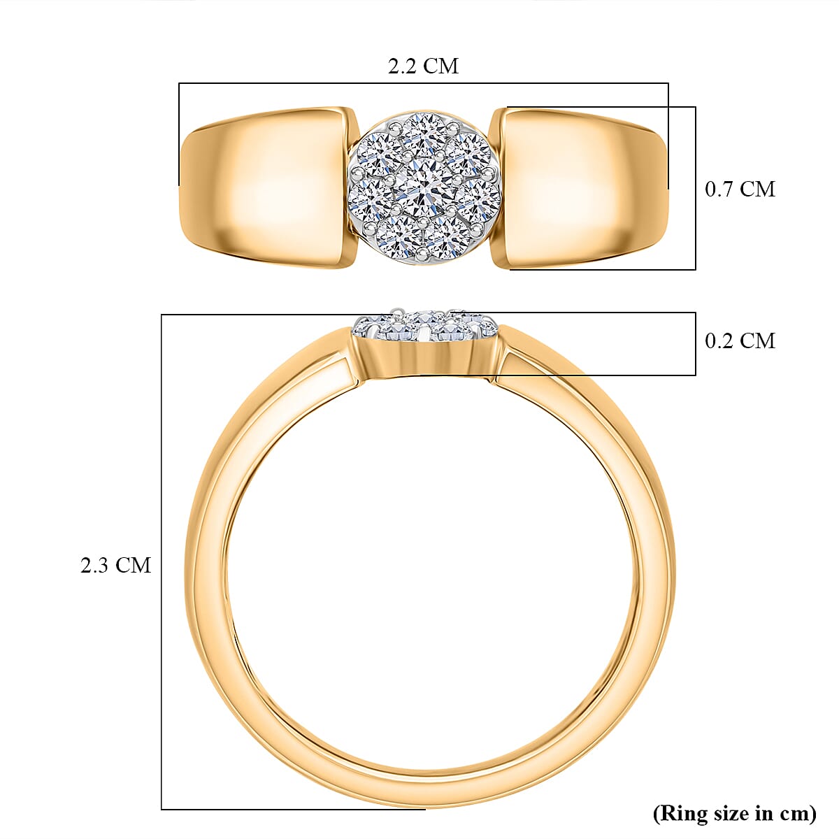 Luxuriant Diamond Lab Grown Diamond (SI-G-H) Ring in 18K Vermeil Yellow Gold Plated Sterling Silver 0.25 Ct