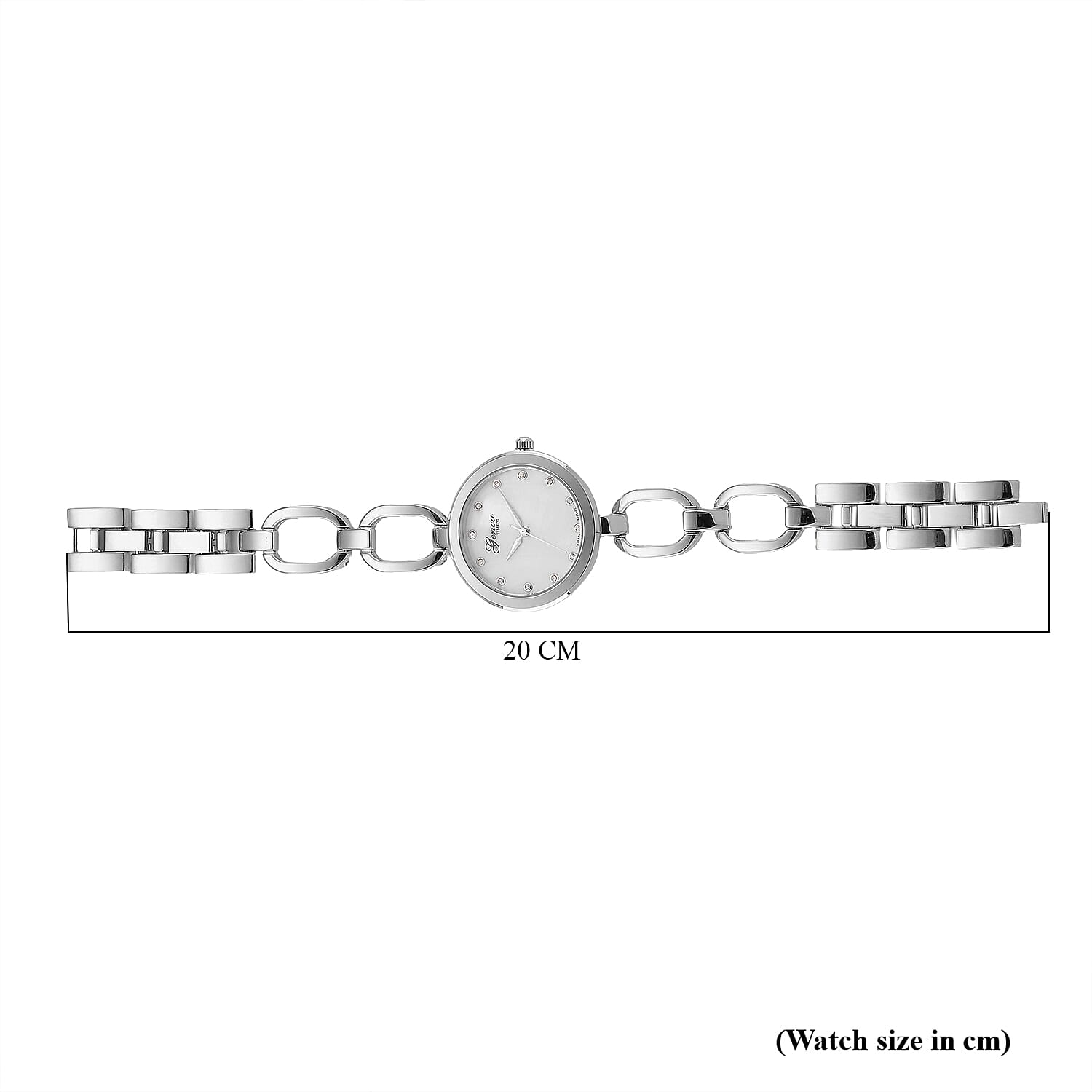 GENOA TIME V2 Miyota 2035 Japan Movt. 3ATM Water Resistant White MOP Dial Ladies Watch with Silver Colour Alloy Chain Strap and Silver-Tone Case