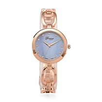 GENOA TIME V2 Miyota 2035 Japan Movt. 3ATM Water Resistant Blue MOP & White Crystal Dial Ladies Watch with Rose Colour Alloy Chain Strap and Rose-Tone Case