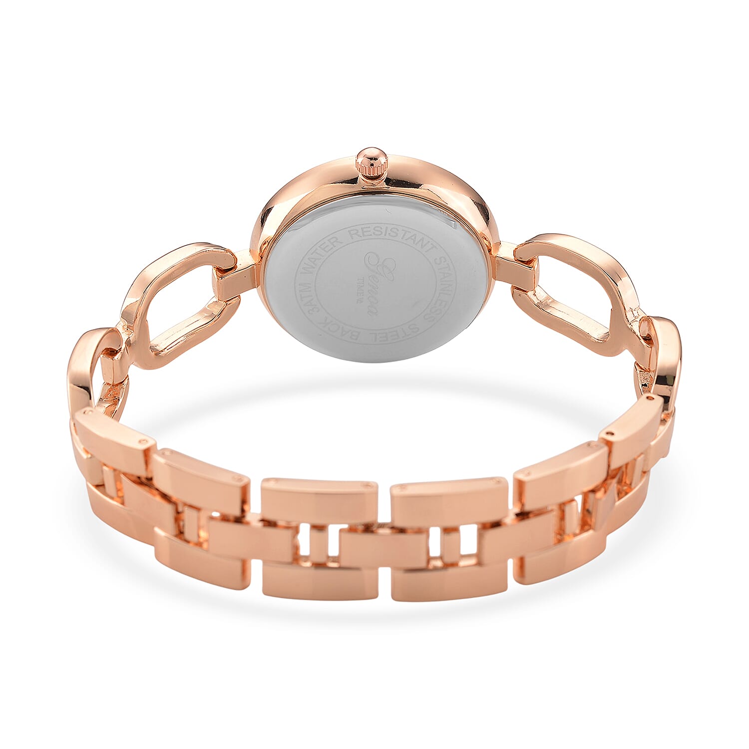 GENOA TIME V2 Miyota 2035 Japan Movt. 3ATM Water Resistant Blue MOP & White Crystal Dial Ladies Watch with Rose Colour Alloy Chain Strap and Rose-Tone Case