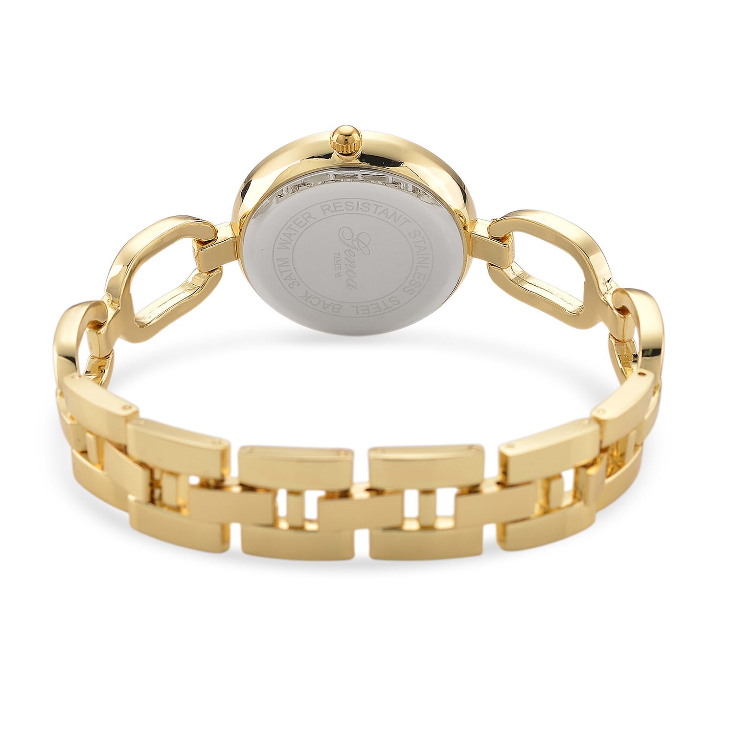 GENOA TIME V2 Miyota 2035 Japan Movt. 3ATM Water Resistant Green MOP & White Crystal Dial Ladies Watch with Gold Colour Alloy Chain Strap and Gold-Tone Case