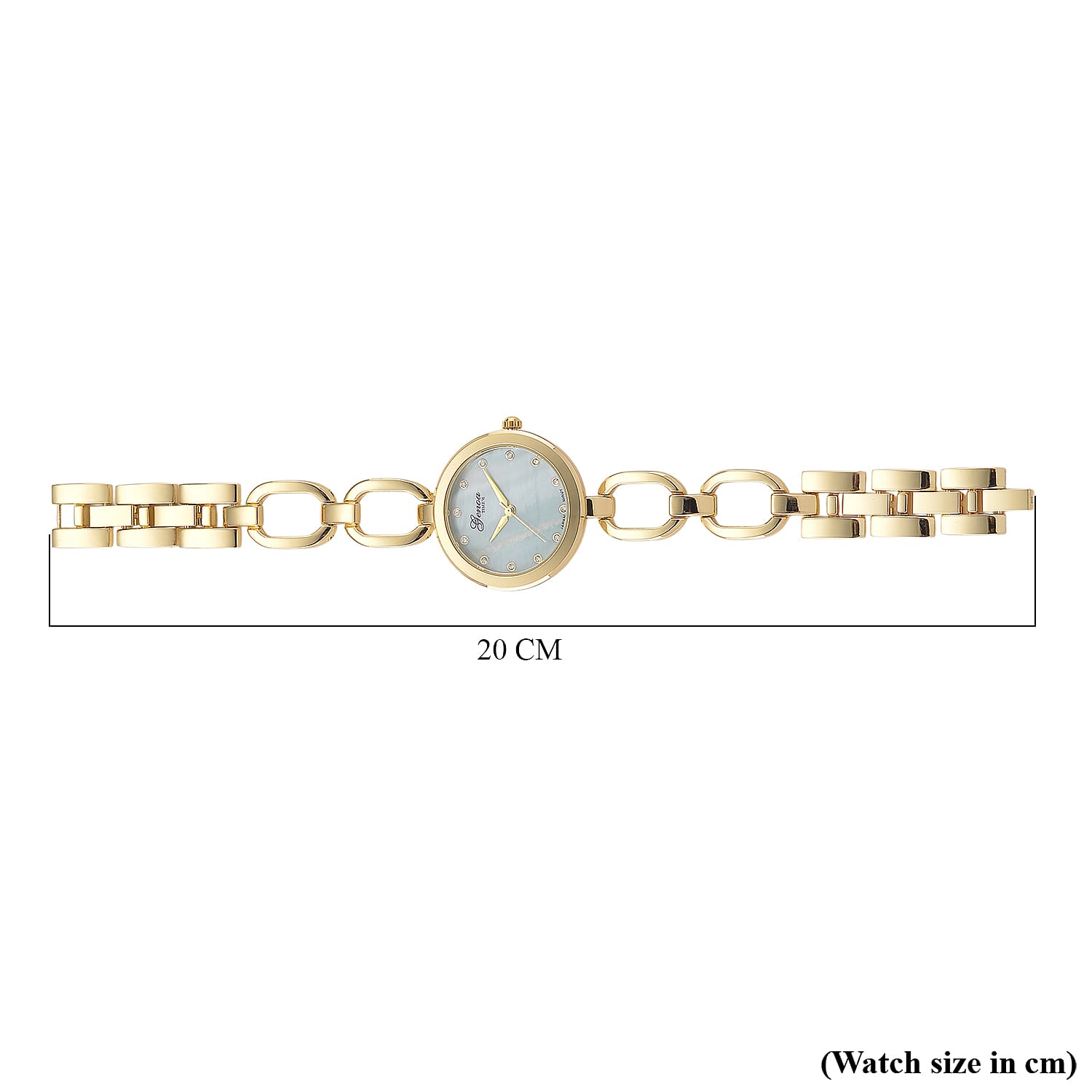 GENOA TIME V2 Miyota 2035 Japan Movt. 3ATM Water Resistant Green MOP & White Crystal Dial Ladies Watch with Gold Colour Alloy Chain Strap and Gold-Tone Case