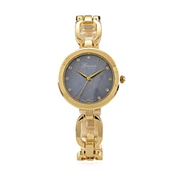 GENOA TIME V2 Miyota 2035 Japan Movt. 3ATM Water Resistant Blue MOP & White Crystal Dial Ladies Watch with Rose Colour Alloy Chain Strap and Rose-Tone Case