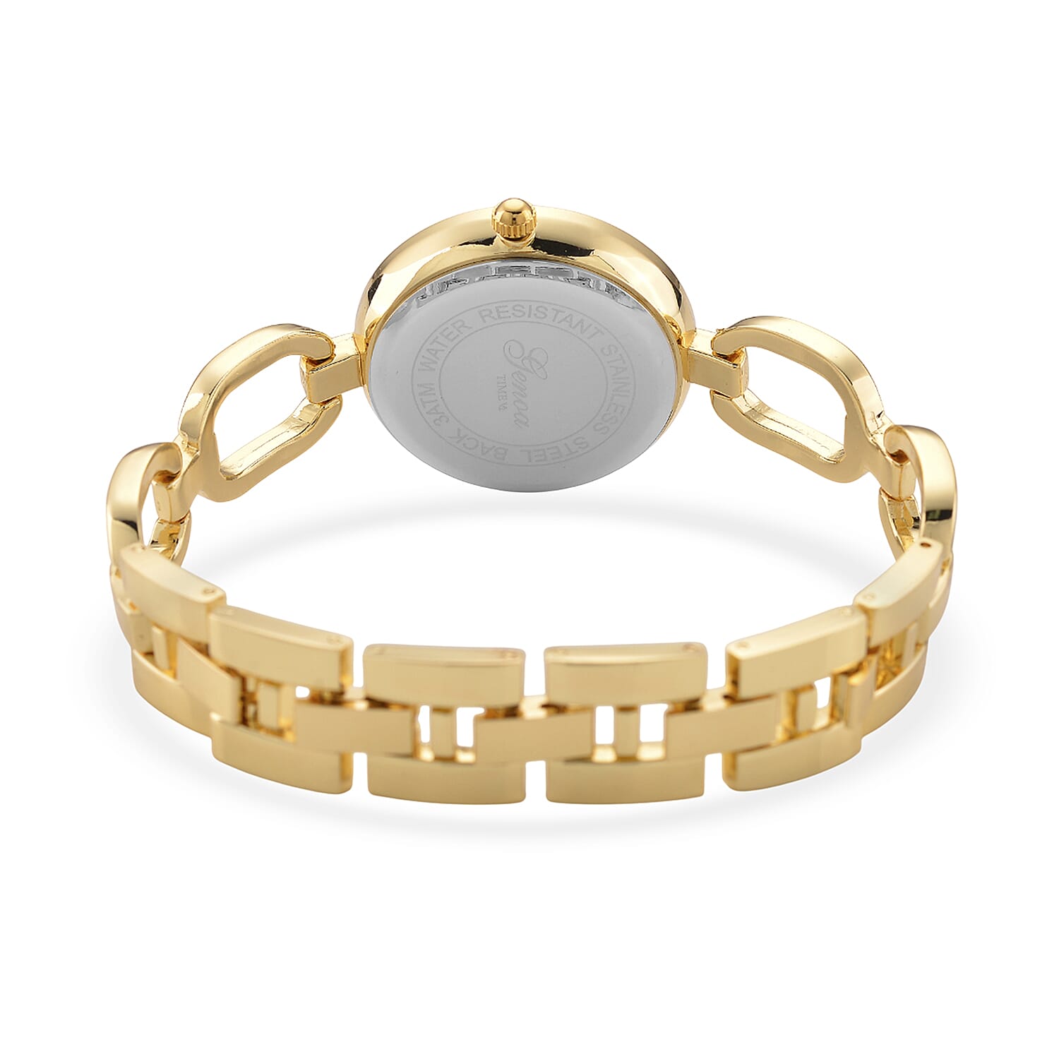 GENOA TIME V2 Miyota 2035 Japan Movt. 3ATM Water Resistant White Crystal & Grey MOP Dial Ladies Watch with Gold Colour Alloy Chain Strap and Gold-Tone Case