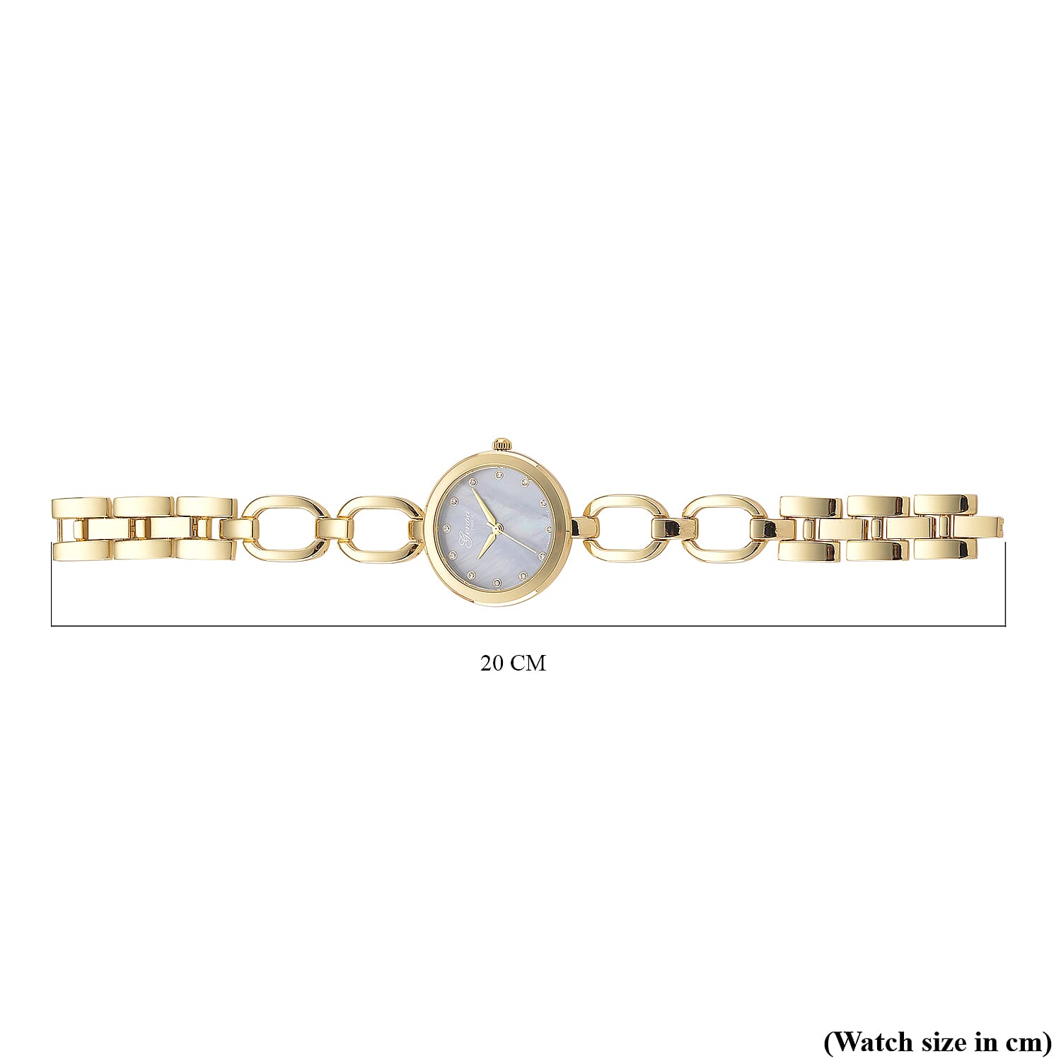 GENOA TIME V2 Miyota 2035 Japan Movt. 3ATM Water Resistant White Crystal & Grey MOP Dial Ladies Watch with Gold Colour Alloy Chain Strap and Gold-Tone Case