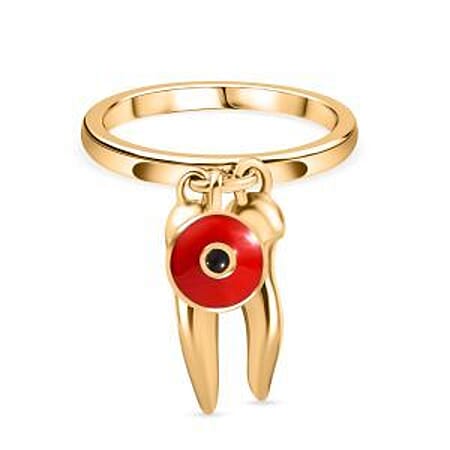 GP Chilli Pepper Collection - Enamelled Chilli Charm Ring in 18K Vermeil Yellow Gold Over Sterling Silver