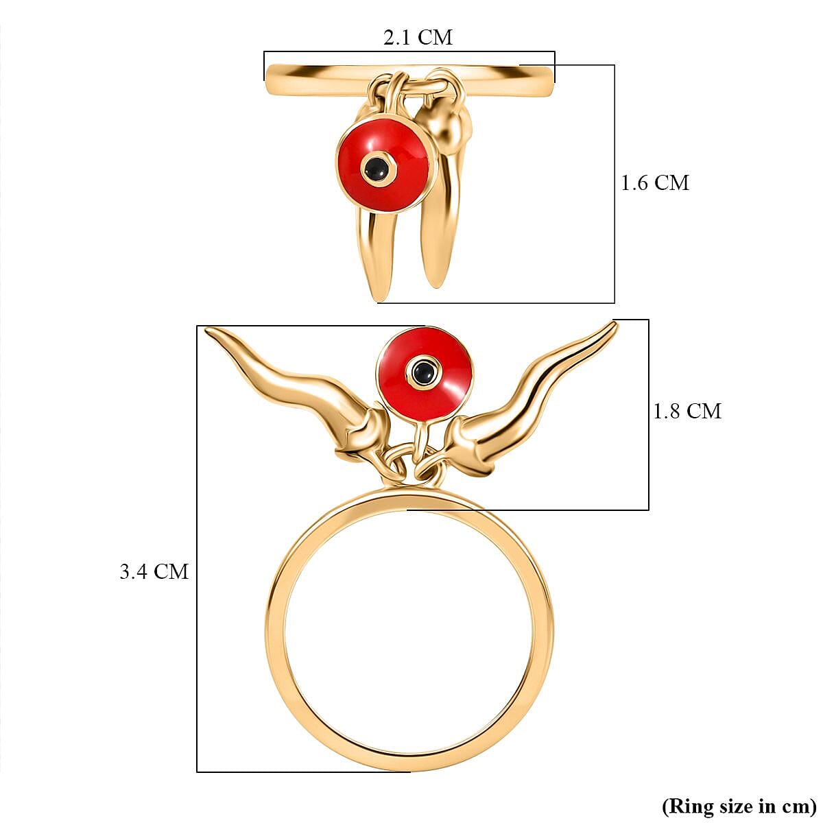 GP Chilli Pepper Collection - Blue Sapphire Enamelled Charm Ring in 18K Vermeil Yellow Gold Plated Sterling Silver