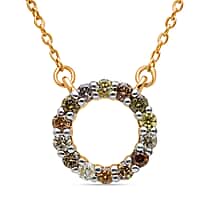 Multi Diamond Circle Necklace (Size - 18-20) in Vermeil Yellow Gold Plated Sterling Silver