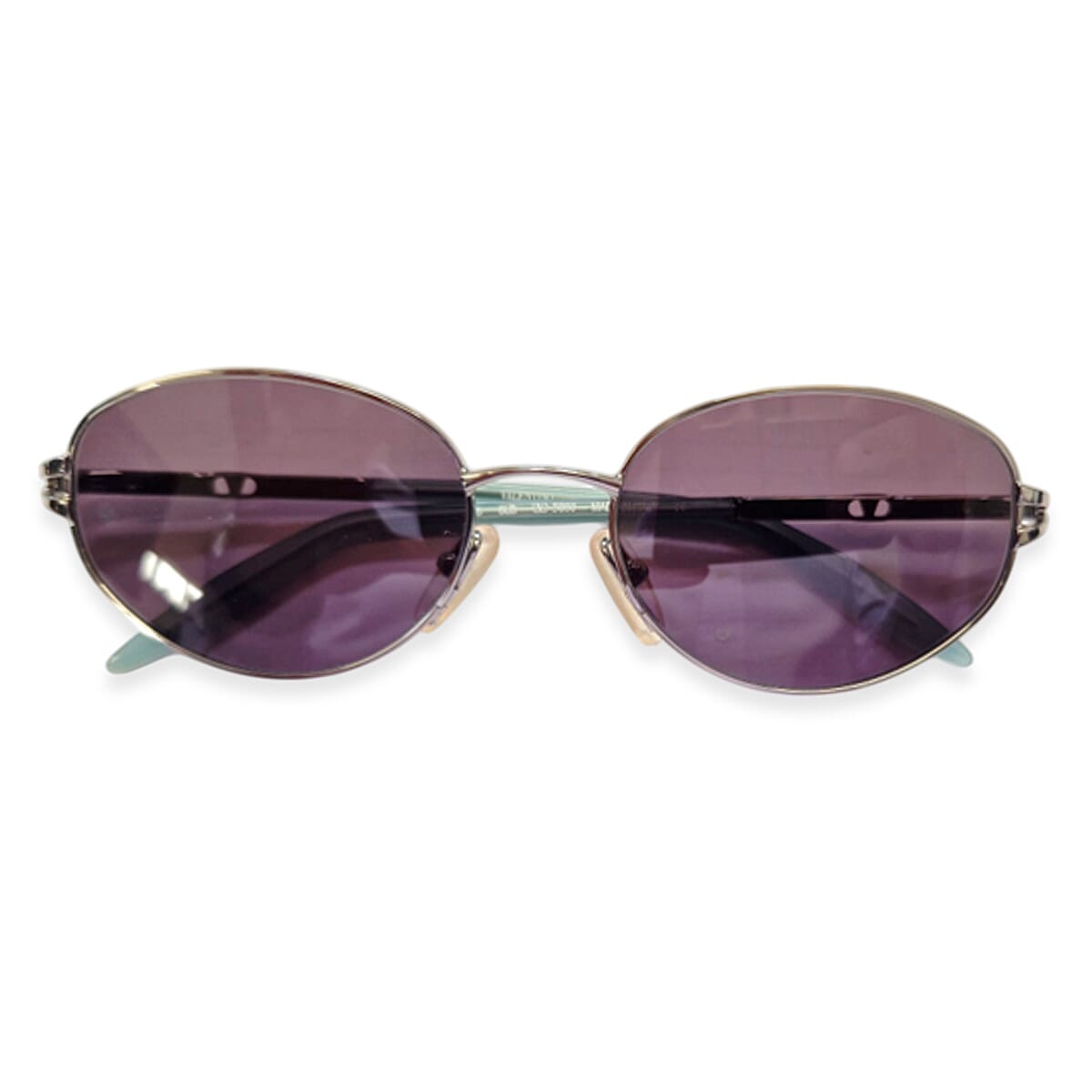 Valentino Ladies Silver Metal Oval Sunglasses with Dark Lenses