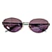 Valentino Ladies Silver Metal Oval Sunglasses with Dark Lenses