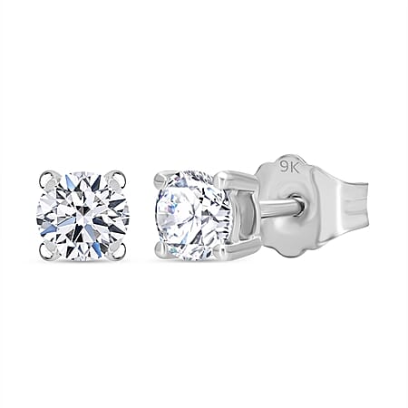 LUXURIANT Diamond 9K White Gold SGL Certified Lab Grown Diamond (VS-EF) Stud 0.50 Ct