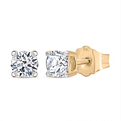 LUXURIANT 0.50 Ct. Lab Grown Diamond Solitaire Stud Earring in 9K Yellow Gold SGL Certified (VS-EF)