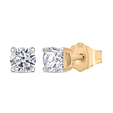 Luxuriant Diamond 9K Yellow Gold SGL Certified (VS-EF) Lab Grown Diamond Stud Earring 0.50 Ct.