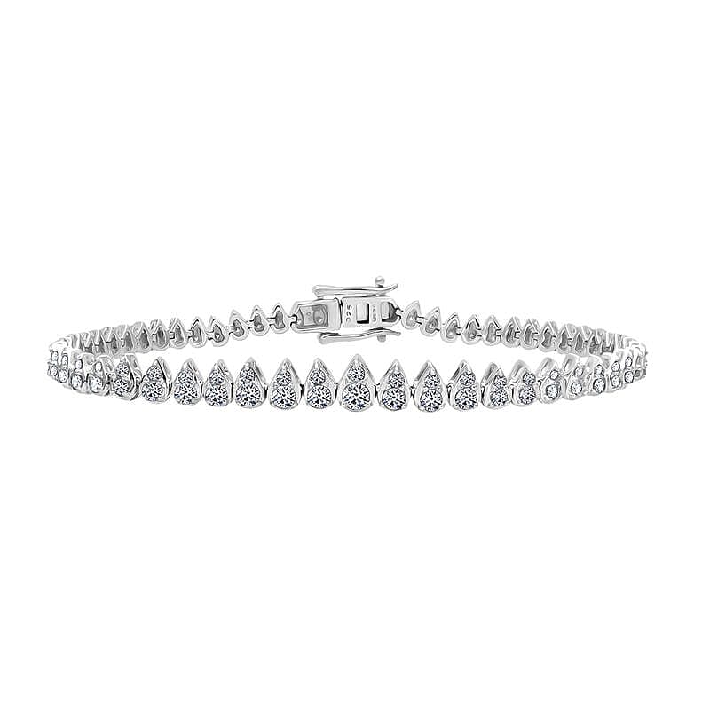 Luxuriant Lab Grown Diamond (SI-GH) Bracelet (Size - 7.5) with GB Lock Box in Rhodium Overlay Sterling Silver 2.98 Ct.