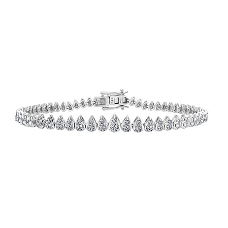 Monster Deal - Luxuriant Diamond Lab Grown Diamond (SI-G-H) Bracelet (Size - 7.5) with GB Lock Box in Rhodium Overlay Sterling Silver 3.01 Ct, Silver Wt.10.26 Gms.