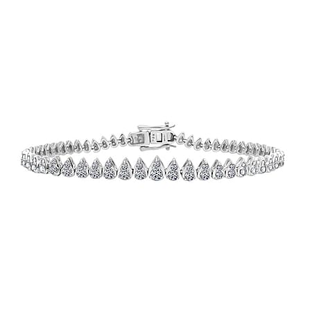 LUXURIANT 3 Ct. Lab Grown Diamond Bracelet with GB Lock Box in Rhodium Overlay Sterling Silver 7.5 Inch (SI G/H) LUXURIANT 3 Ct. Lab Grown Diamond Bracelet with GB Lock Box in Rhodium Overlay Sterling Silver 7.5 Inch (SI G/H)