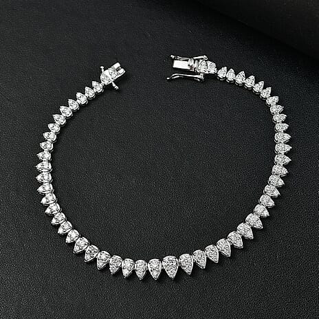 Luxuriant Diamond Lab Grown Diamond (SI-G-H) Bracelet (Size - 7.5) with GB Lock Box in Rhodium Overlay Sterling Silver 3.01 Ct,