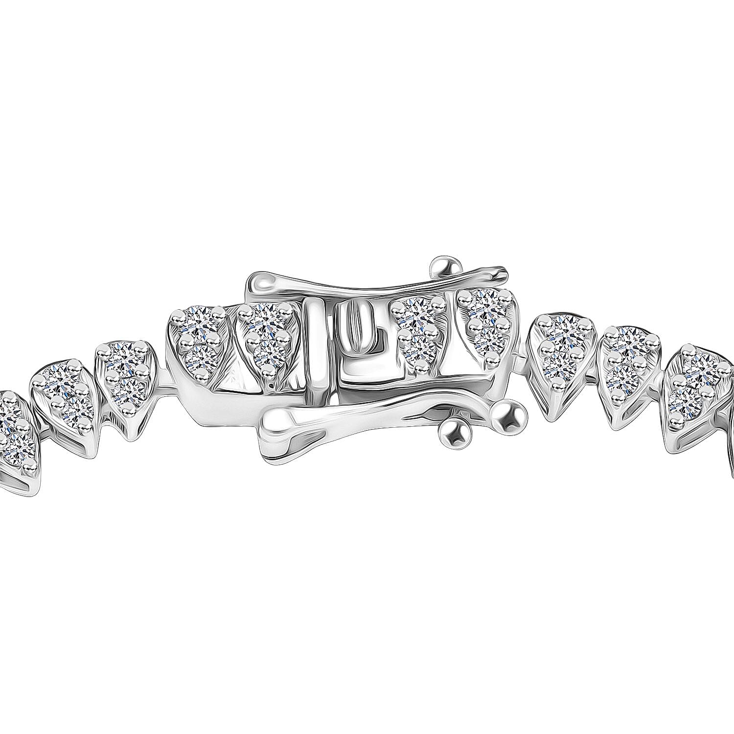 Luxuriant Lab Grown Diamond (SI-GH) Bracelet (Size - 7.5) with GB Lock Box in Rhodium Overlay Sterling Silver 2.98 Ct.