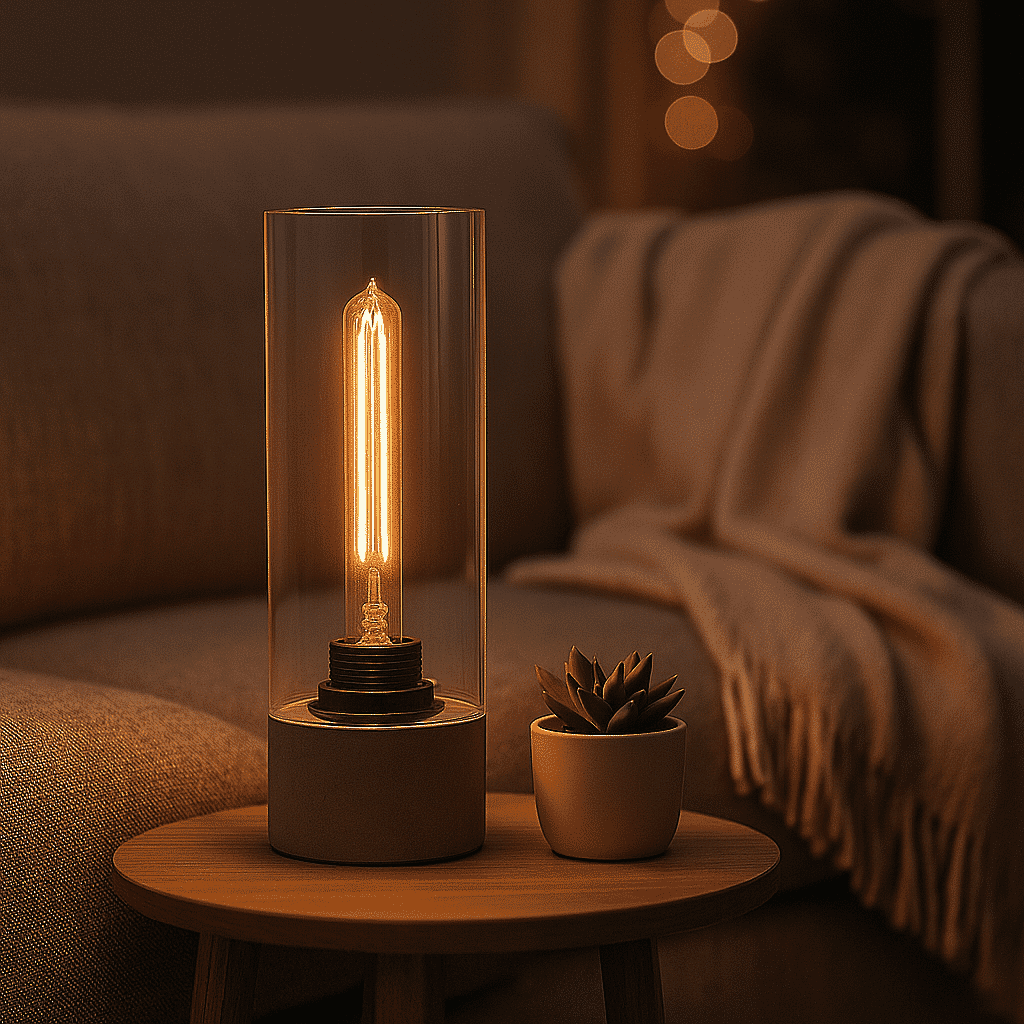 Table Lamp with Clear Glass Shade - 28.5cm