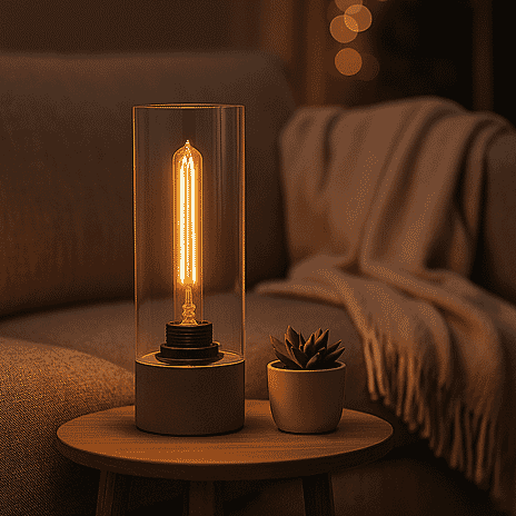 Table Lamp with Clear Glass Shade - 28.5cm