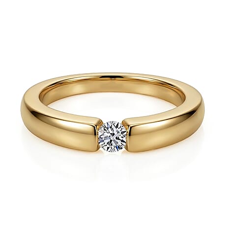 Luxuriant Diamond Lab Grown Diamond SI-GH Solitaire Ring in 18K Vermeil Yellow Gold Plated Sterling Silver