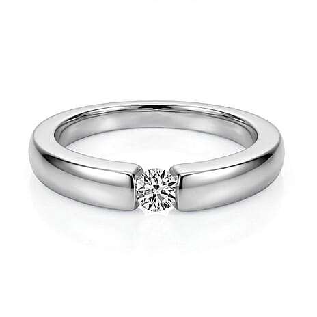 Luxuriant Diamond Lab Grown Diamond SI-GH Solitaire Ring in Rhodium Overlay Sterling Silver