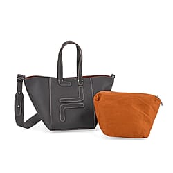 Set of 2 Genuine Leather Bucket Bag and Pouch