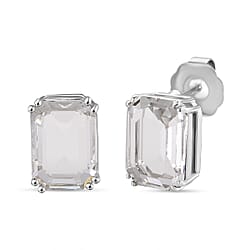 Austrian Purple Crystal Solitaire Stud Push Back Earrings in Silver Tone