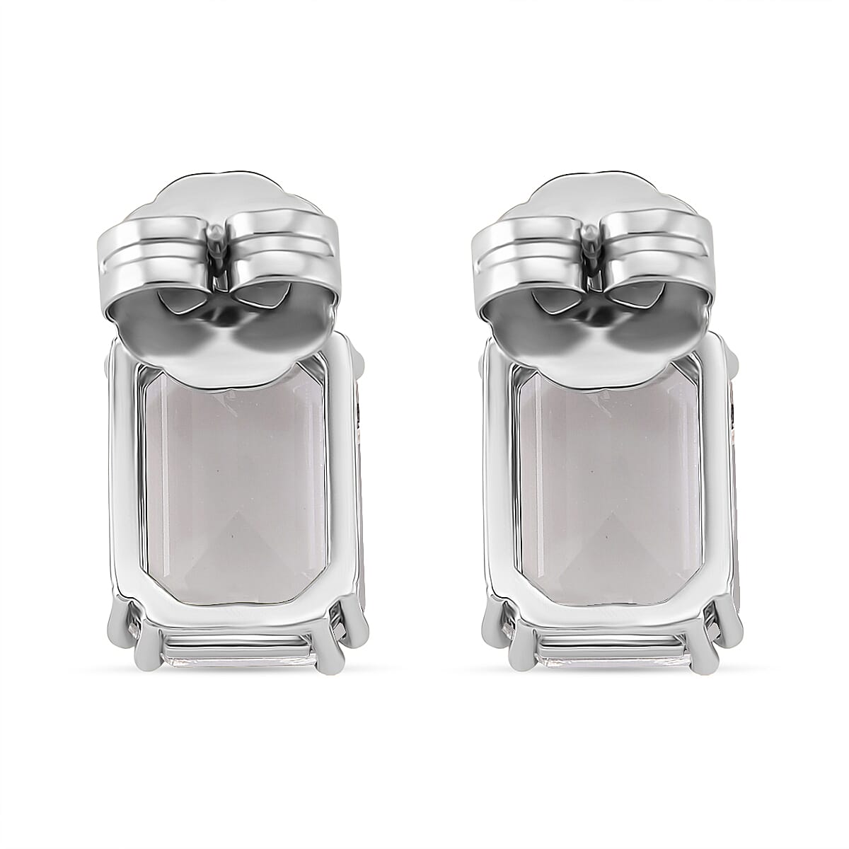 Austrian White Crystal Stud Push Back Earring in Silver Tone