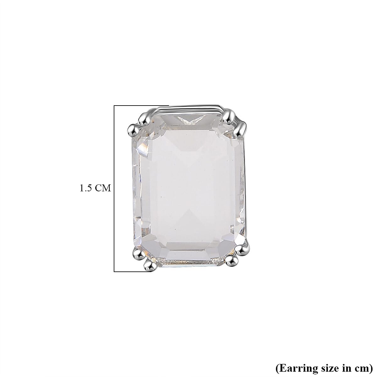 Austrian White Crystal Stud Push Back Earring in Silver Tone