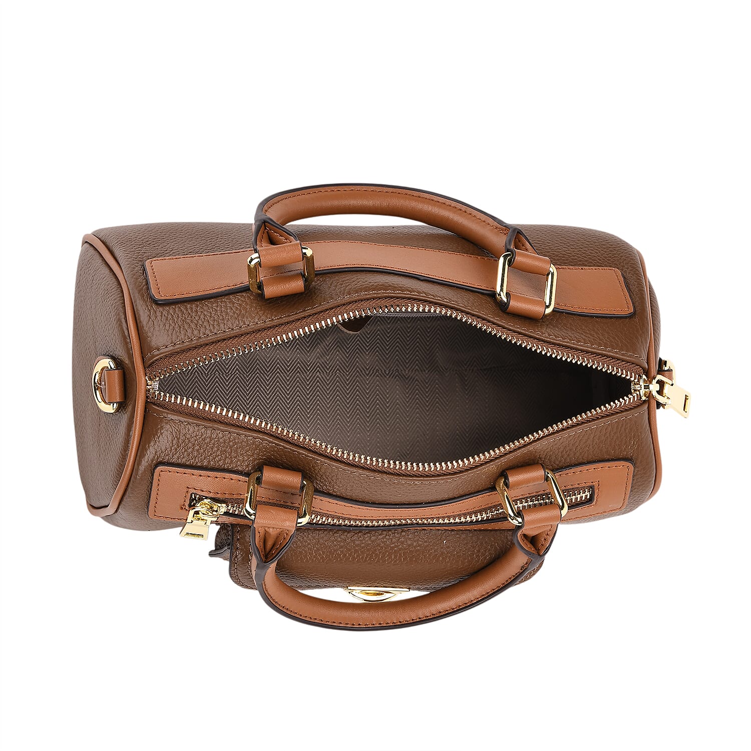 Genuine Leather Bandouliere Crossbody Bag - Brown
