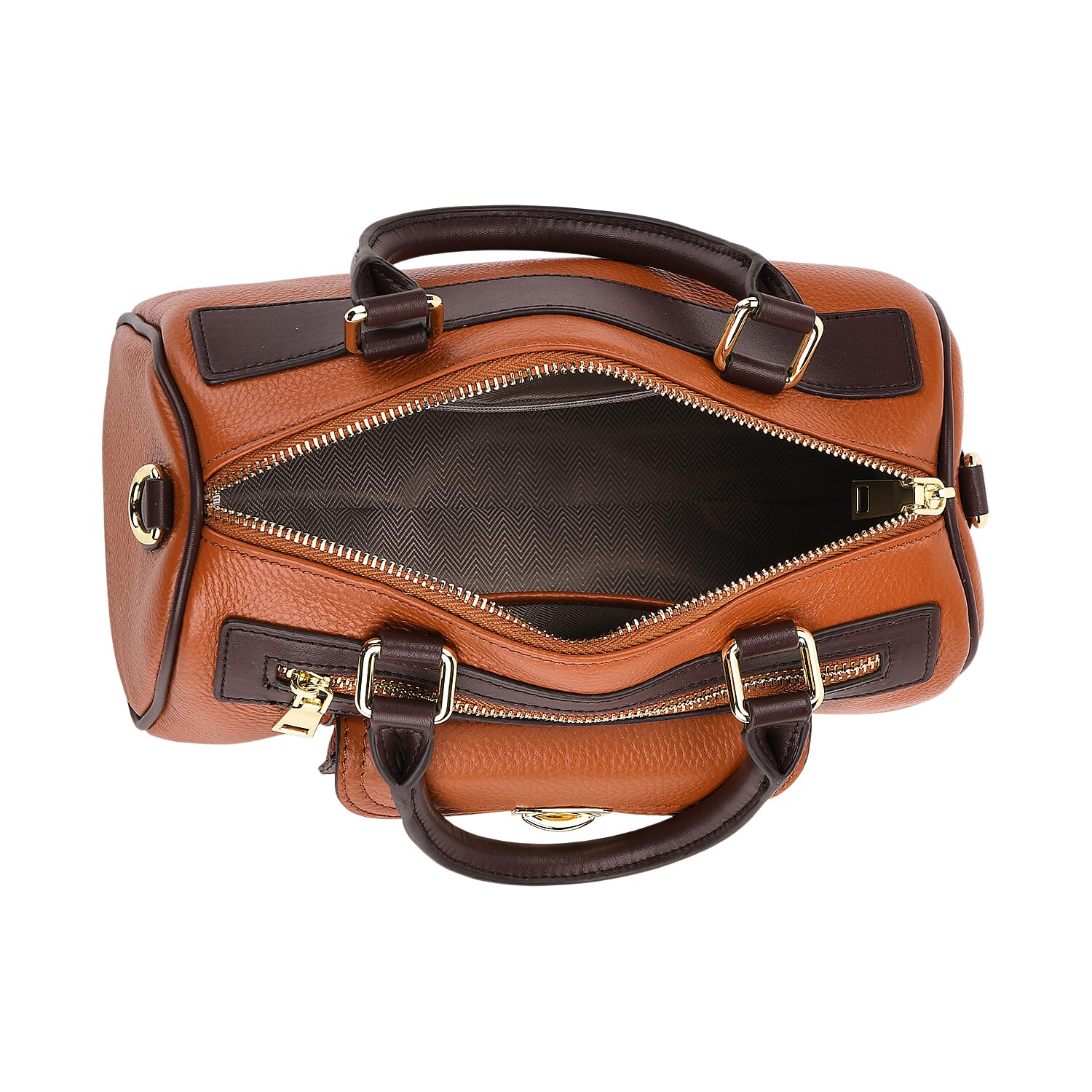 Genuine Leather Bandouliere Crossbody Bag - Tan