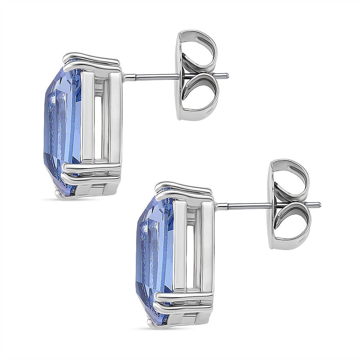 Austrian Blue Crystal Stud Push Back Earrings in Silver Tone Austrian Blue Crystal Stud Push Back Earrings in Silver Tone