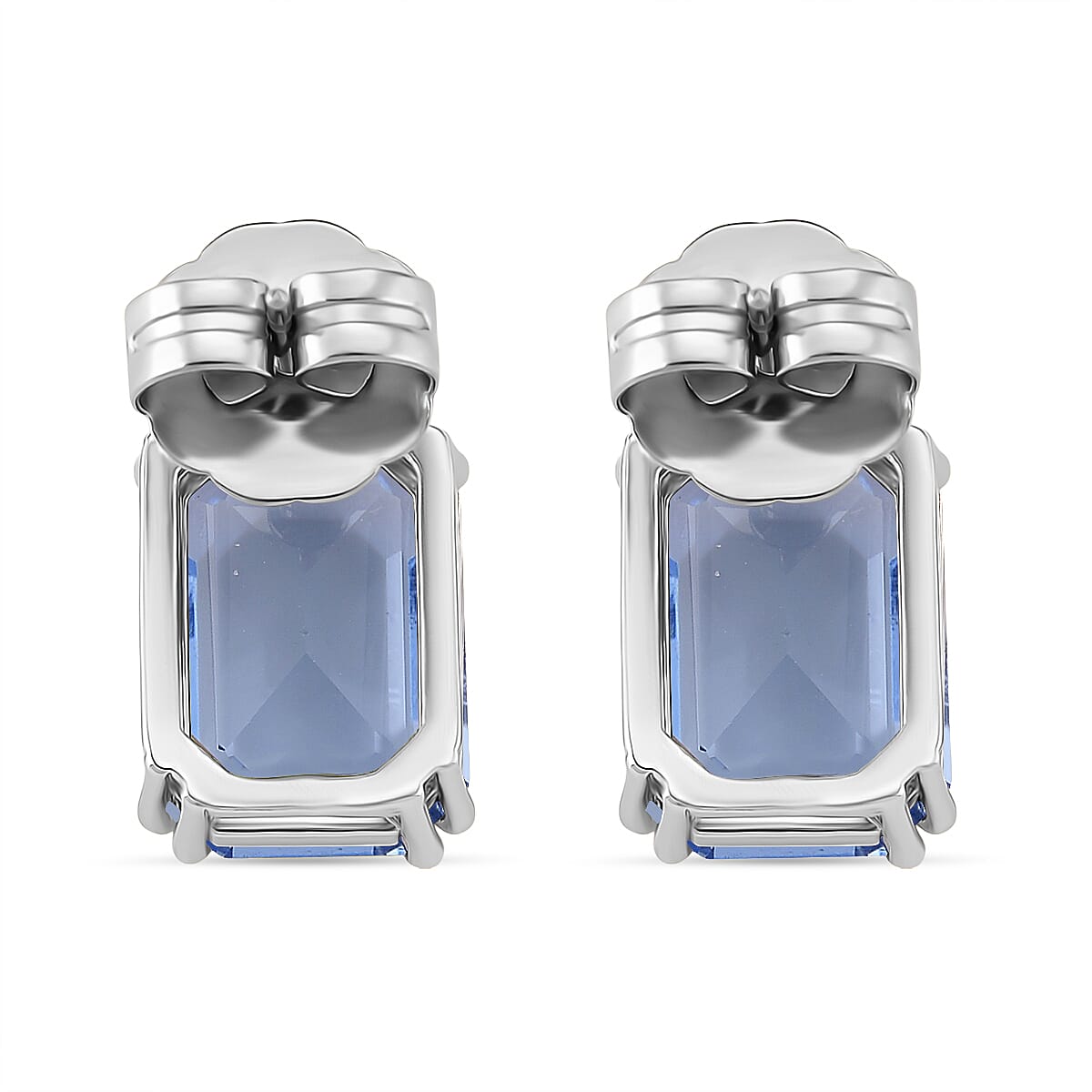 Austrian Blue Crystal Stud Push Back Earrings in Silver Tone Austrian Blue Crystal Stud Push Back Earrings in Silver Tone