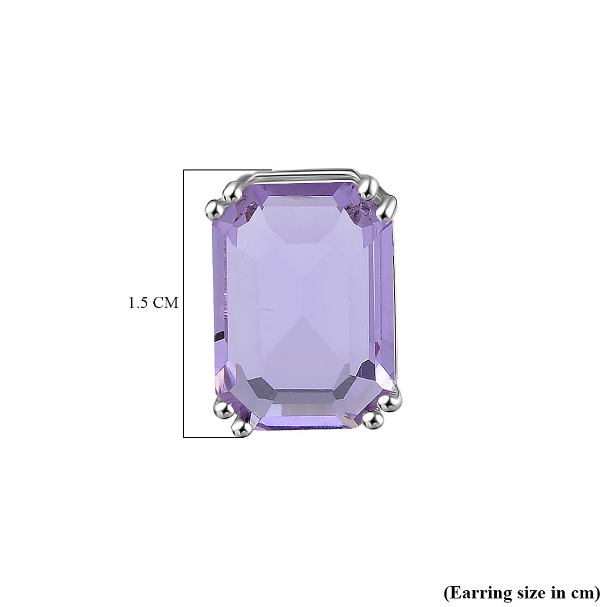 Austrian Purple Crystal Stud Push Back Earrings in Silver Tone