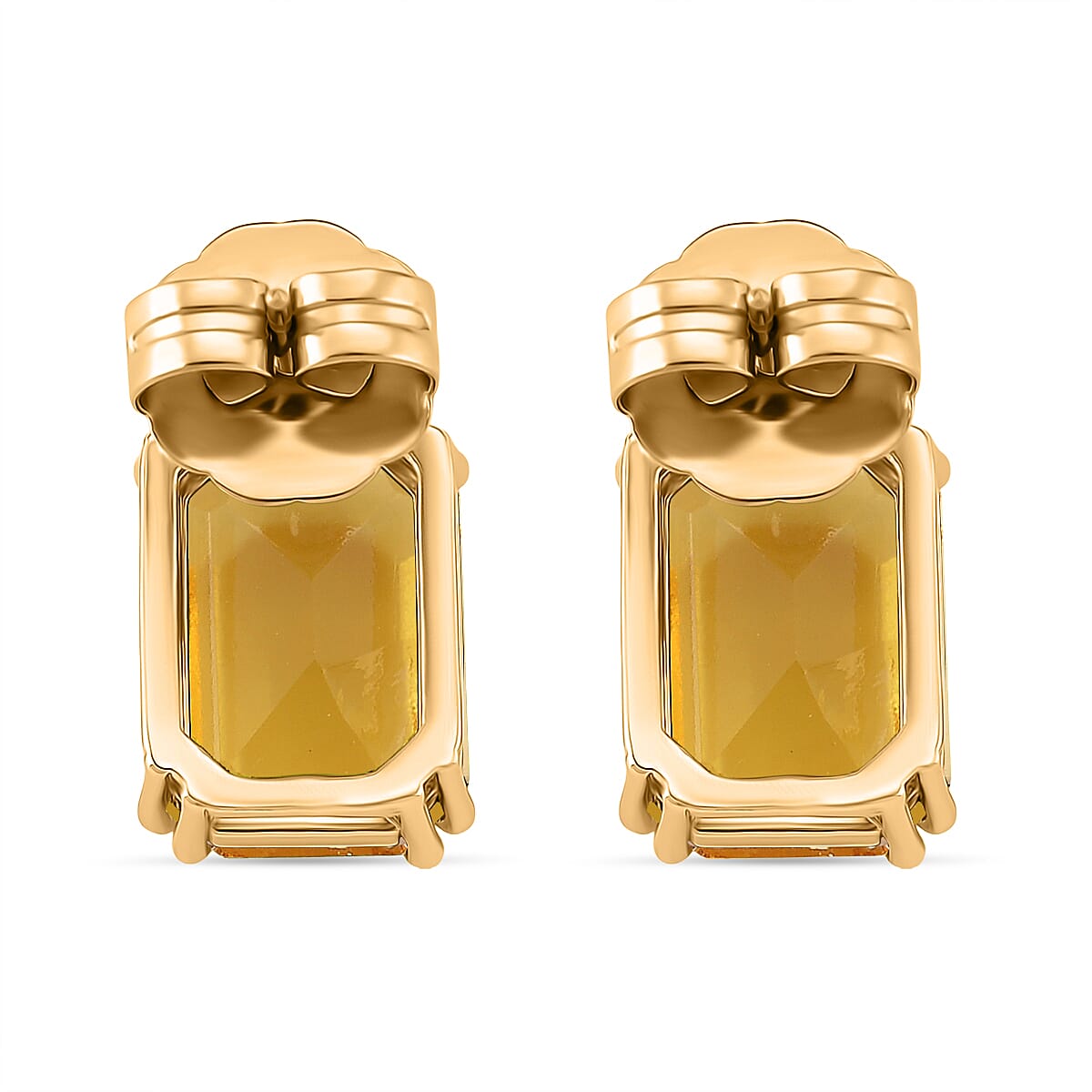 Austrian Yellow Crystal Earring with Push Back in Yellow Gold Tone