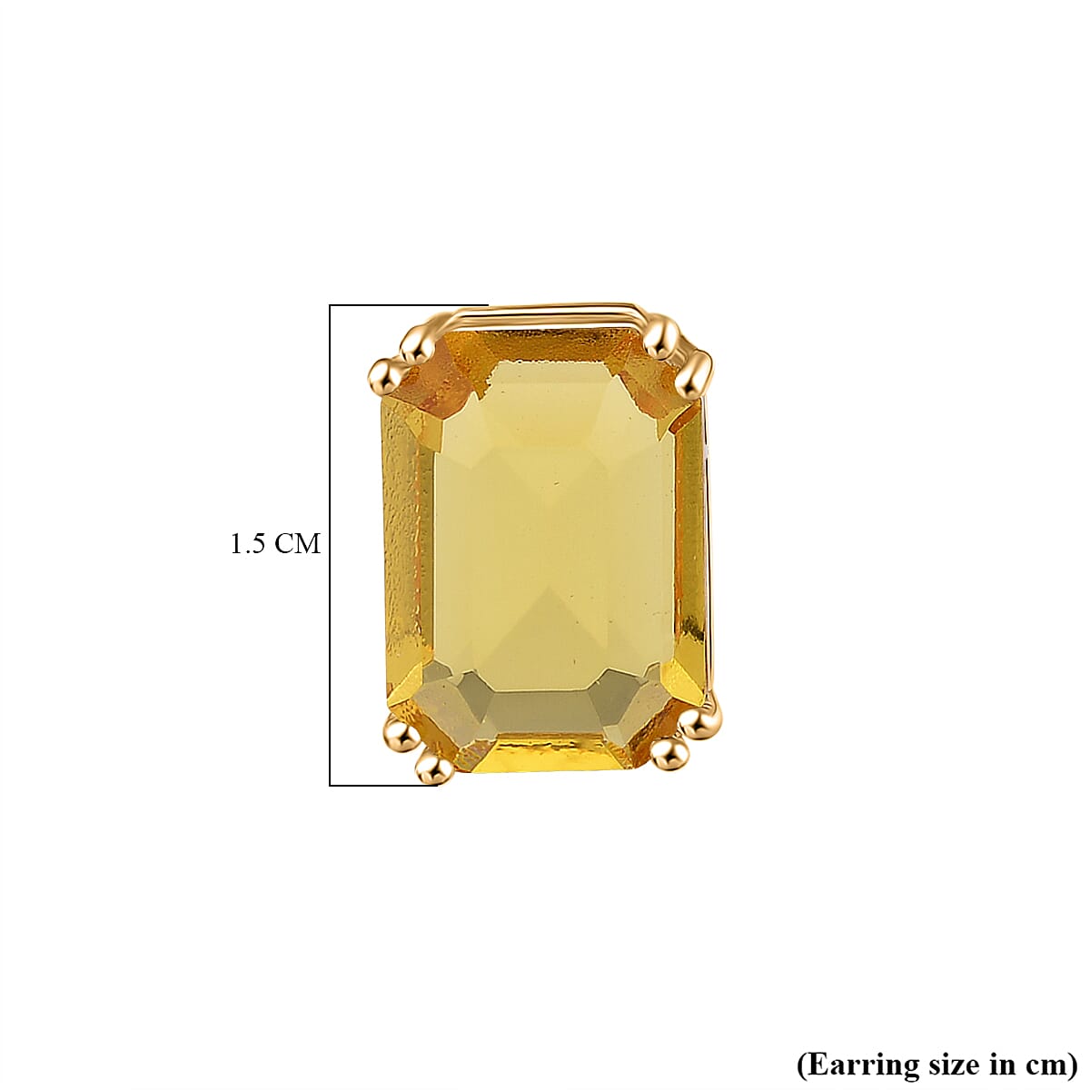 Austrian Yellow Crystal Earring with Push Back in Yellow Gold Tone