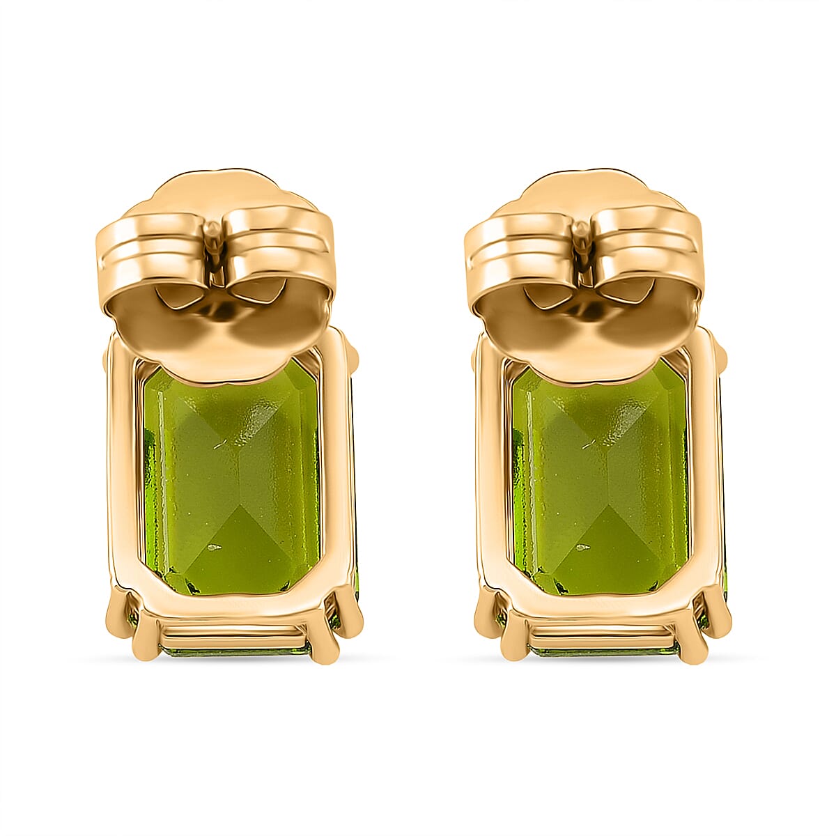 Austrian Green Crystal Earring with Push Back in Yellow Gold Tone