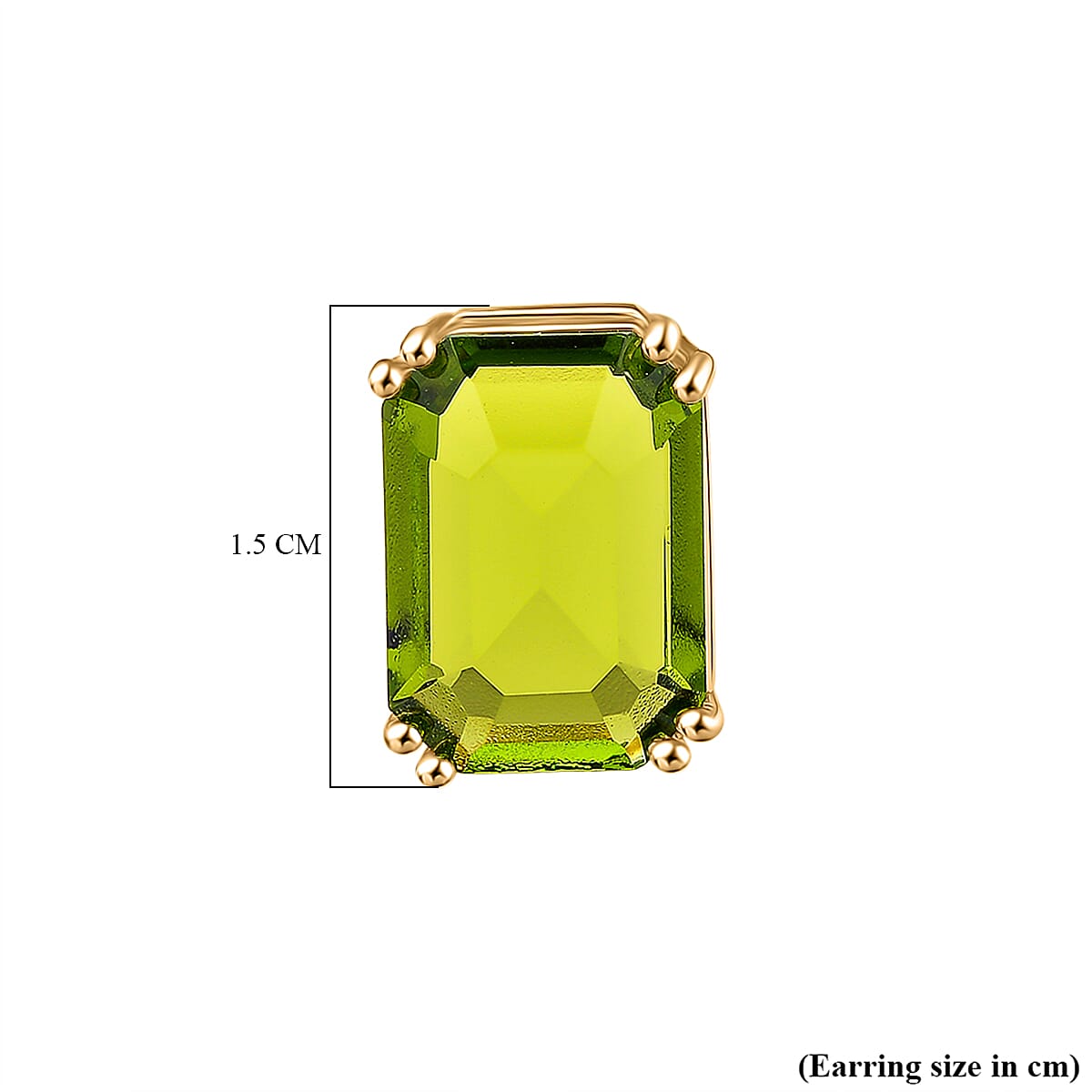 Austrian Green Crystal Earring with Push Back in Yellow Gold Tone