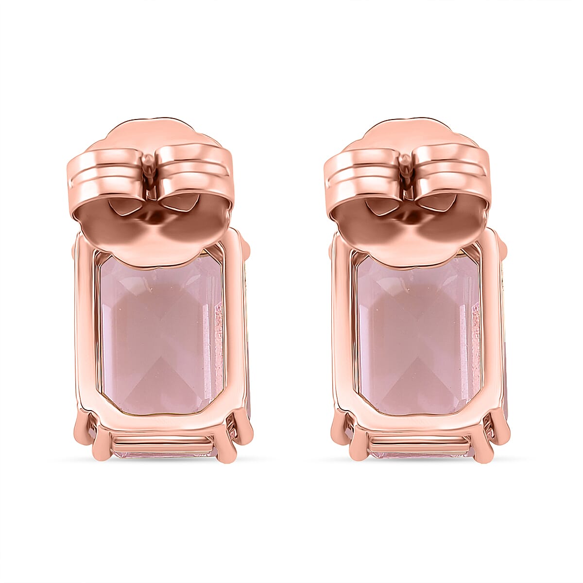 Austrian Pink Crystal Earring with Push Back in Rose Gold Tone