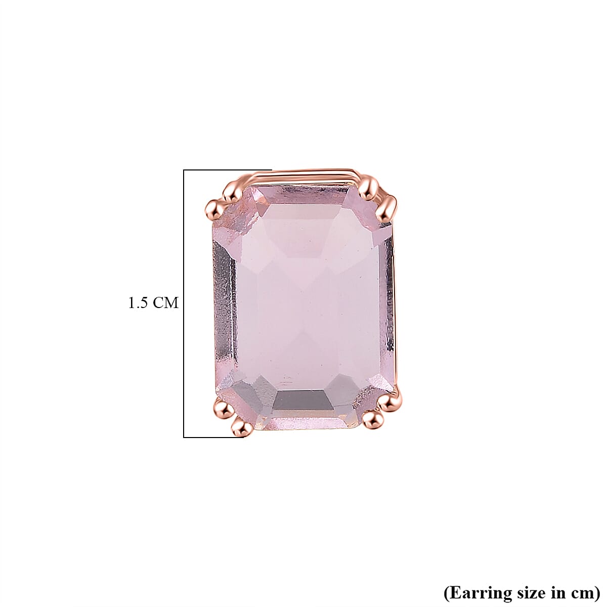 Austrian Pink Crystal Earring with Push Back in Rose Gold Tone
