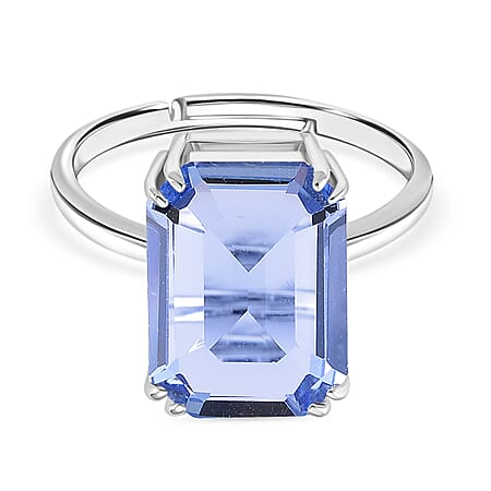 Austrian Blue Crystal Solitaire Adjustable Ring
