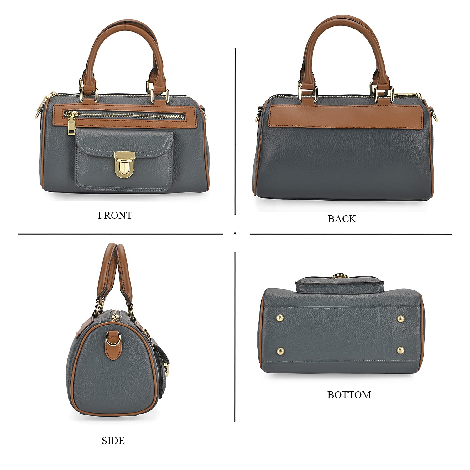 Genuine Leather Bandouliere Crossbody Bag - Dark Teal