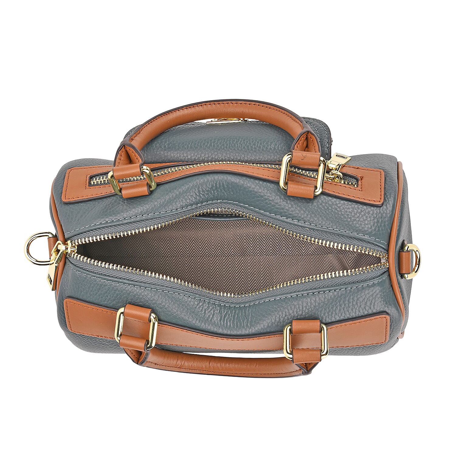 Genuine Leather Bandouliere Crossbody Bag - Dark Teal