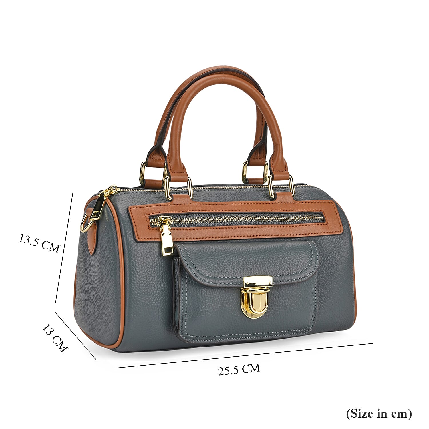 Genuine Leather Bandouliere Crossbody Bag - Dark Teal