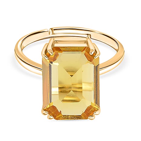 Austrian Yellow Crystal Ring Solitaire Adjustable Ring
