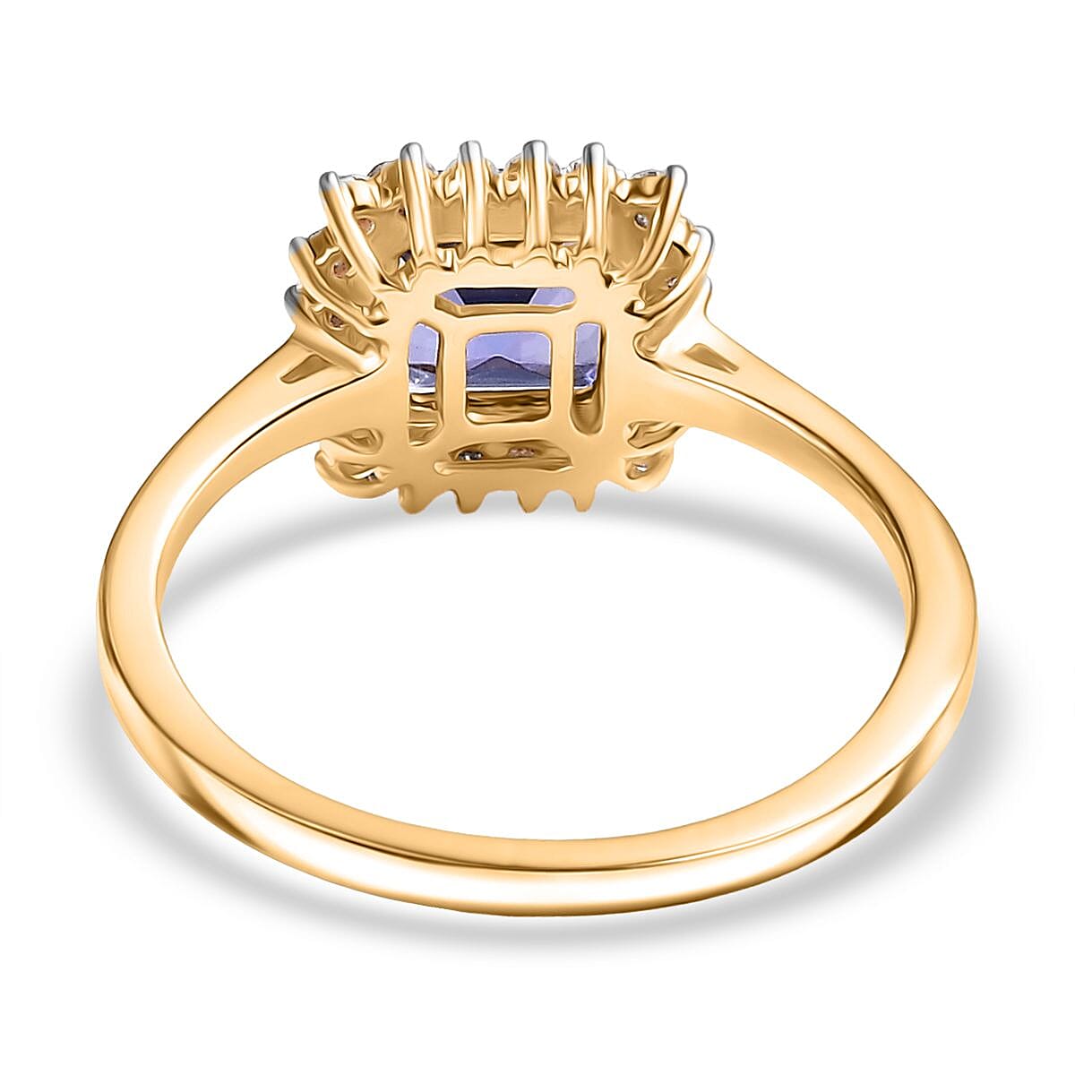 Super Find - 9K Yellow Gold Asscher Cut Premium Tanzanite and Lab Grown Diamond SI-GH Ring 1.45 Ct Super Find - 9K Yellow Gold Asscher Cut Premium Tanzanite and Lab Grown Diamond SI-GH Ring 1.45 Ct
