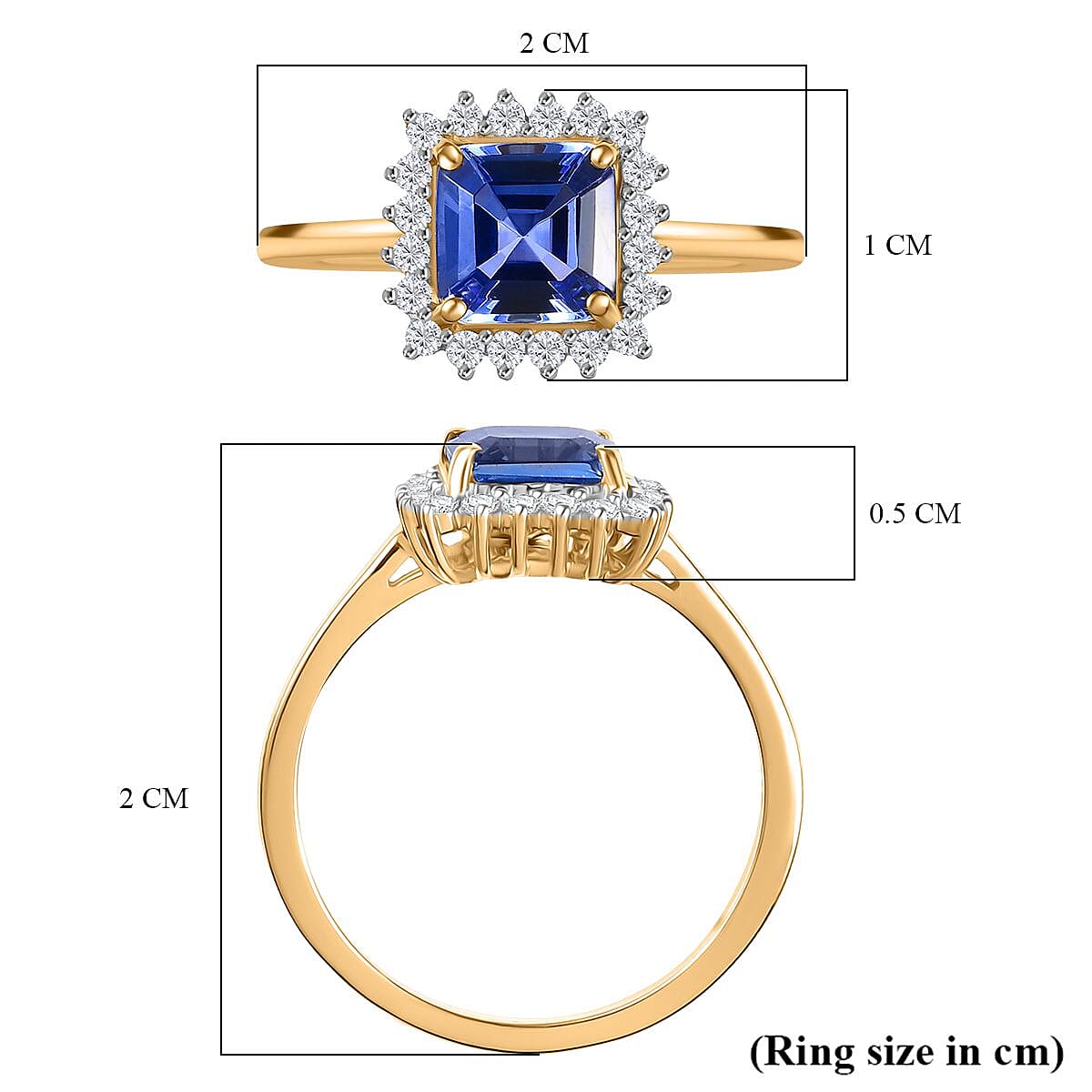 Super Find - 9K Yellow Gold Asscher Cut Premium Tanzanite and Lab Grown Diamond SI-GH Ring 1.45 Ct Super Find - 9K Yellow Gold Asscher Cut Premium Tanzanite and Lab Grown Diamond SI-GH Ring 1.45 Ct