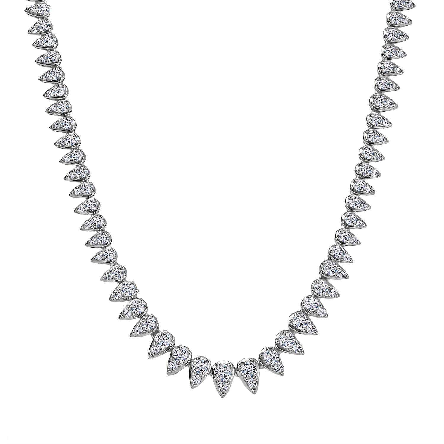 Luxuriant Lab Grown Diamond (SI-GH) Necklace (Size 16.5) in Rhodium Overlay Sterling Silver 3.98 Ct, Silver Wt. 16.29 Gms.